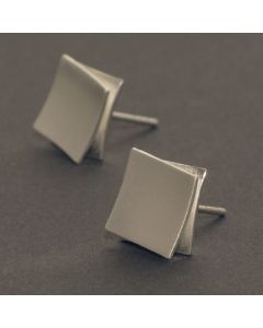 “Shifting Squares” Silver Ear Studs
