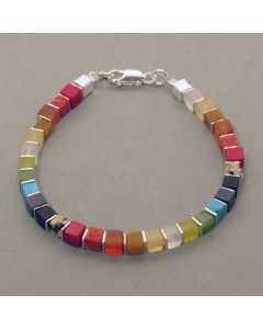“Rainbow” Cubed Gemstone Bracelet