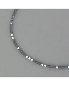 Delicate necklace hematite, silver
