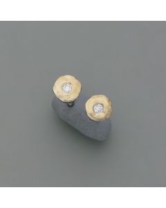 Blackened stud earrings with diamond, patina