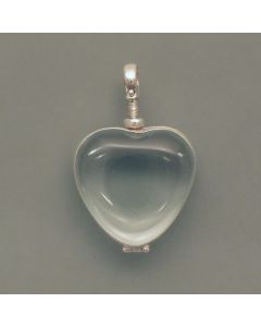Heart-shaped glass locket, silver