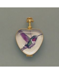 Heart-shaped glass locket, gold-plated