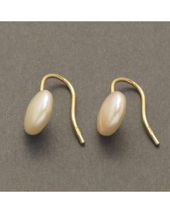 Drop earrings flat Pearl, gold-plated