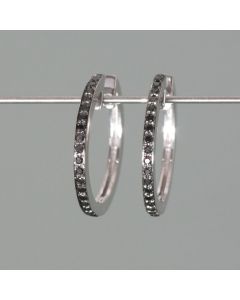 White gold hoops with black diamonds