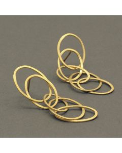 Oval rings, Silver earrings gold-plated