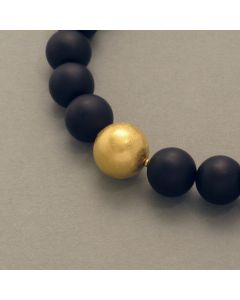 Onyx Bead Necklace with Silver