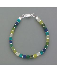 Cube bracelet gemstones, green turquoise