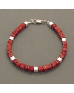 Cubed Coral Bracelet with Silver