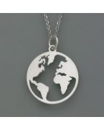 Earth globe on necklace in silver