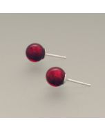 Red Murano Glass Ear Studs