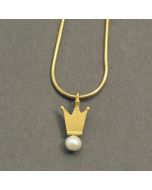 Pendants gold-plated Crown with white Pearl