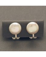 Flat Pearl Silver clip earrings