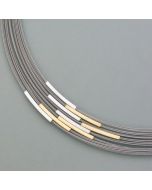 multi-hoop Stainless steel choker with chopsticks, bicolor